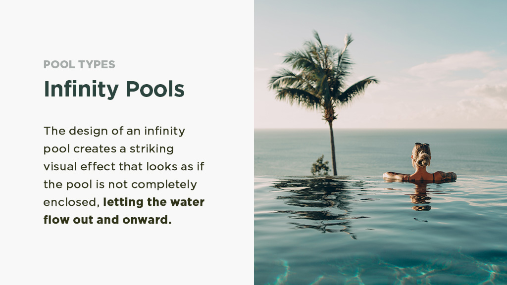 the design of an infinity pool creates a striking visual effect