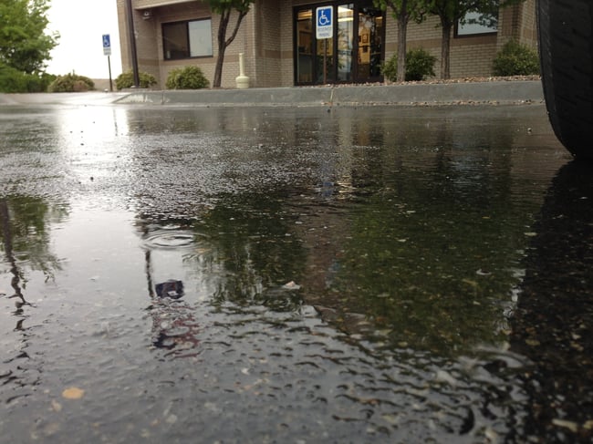 Parking lot with surface water