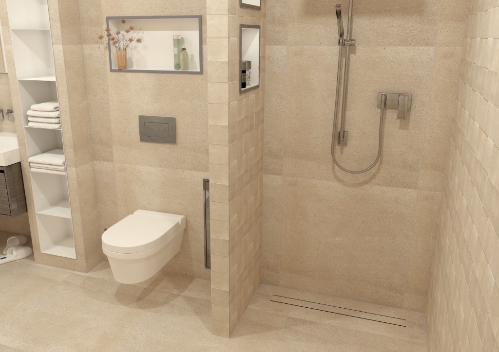 This soft neutral-coloured beige bathroom has a tranquil and relaxing effect.