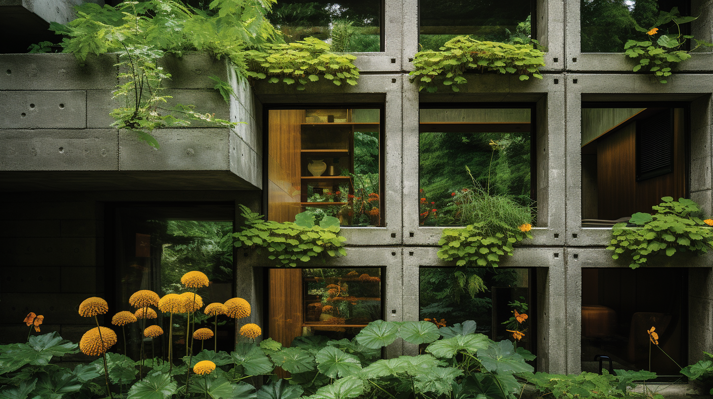 Living wall that combines both Breeze blocks and nature.